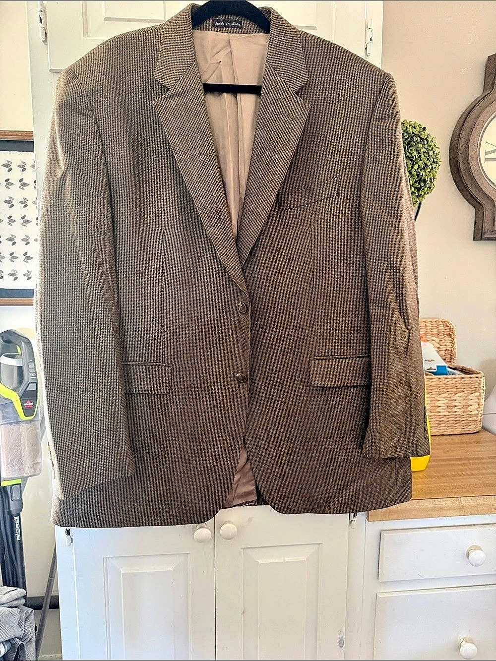 Chaps Men's Houndstooth Lambswool Blazer Size 48L